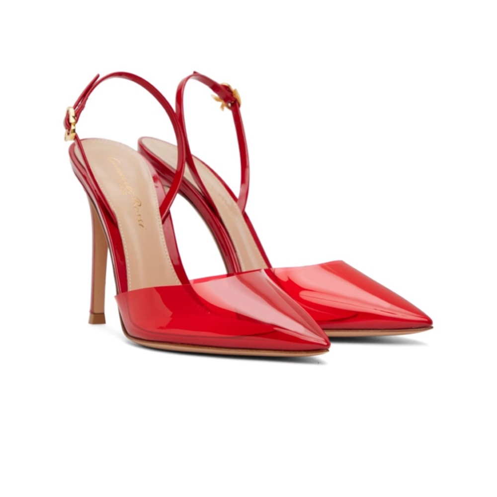 Gianvito Rossi red ribbon d’Orsay heels